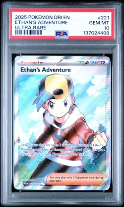 2025 POKEMON DRI EN-DESTINED RIVALS ULTRA RARE #221 ETHAN'S ADVENTURE PSA 10 - Image 1