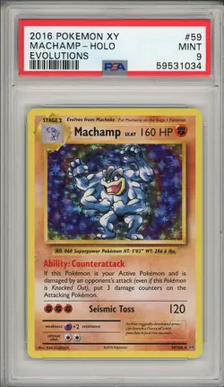 2016 Pokemon XY Evolutions Machamp Holo #59 PSA 9 - Image 1