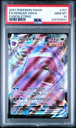 2021 Pokemon Sword & Shield Fusion Strike Gengar VMAX #157 FA PSA 10 GEM MINT - Image 1