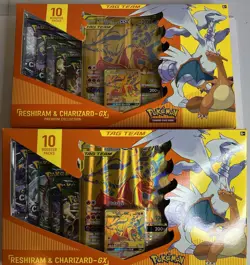 2ea POKEMON Reshiram & Charizard GX Tag Team Premium Collection Box Sealed - Image 1