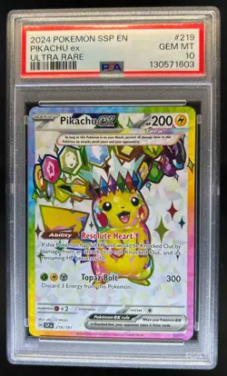 2024 Pokemon SV Surging Sparks SSP EN Pikachu Ex #219/191 PSA 10 - Image 1