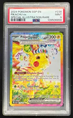 2024 Pokemon SV Surging Sparks - SSP EN #238/191 Pikachu Ex PSA 9 - Image 1