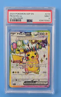 2024 Pokemon SV Surging Sparks SSP EN Pikachu Ex #219/191 PSA 9 - Image 1