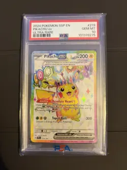 2024 Pokemon SV Surging Sparks SSP EN Pikachu Ex #219/191 PSA 10 - Image 1
