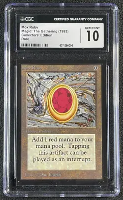MOX RUBY CGC 10 1993 MAGIC: THE GATHERING MTG COLLECTORS' EDITION RARE 6006 - Image 1