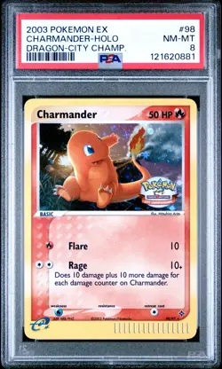2003 POKEMON EX DRAGON CITY CHAMPIONSHIPS #98 CHARMANDER-HOLO PSA 8 - Image 1