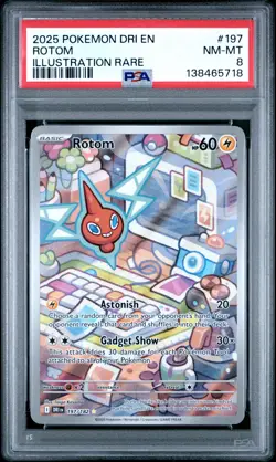 2025 POKEMON DRI EN-DESTINED RIVALS ILLUSTRATION RARE #197 ROTOM PSA 8 - Image 1