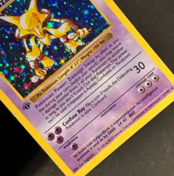 Major Holo Bleed 1st Edition Shadowless #1 ALAKAZAM 1999 Pokemon Base Card Set - Image 4