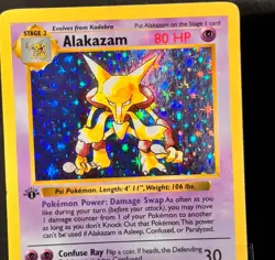 Major Holo Bleed 1st Edition Shadowless #1 ALAKAZAM 1999 Pokemon Base Card Set - Image 5