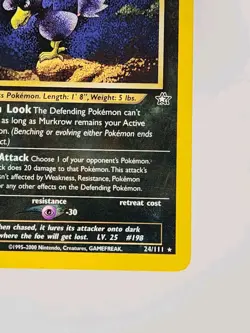 Pokemon Card Murkrow 2000 Neo Genesis Set 24/111 Regular NM Condition Vintage - Image 5