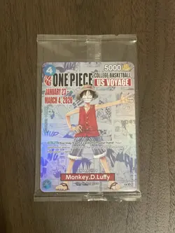 One Piece Monkey D. Luffy US Voyage College Basketball Promo Card Sealed - Image 1