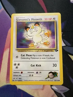 Pokemon TCG Giovanni's Meowth Card 74/132 Gym Challenge - Image 1