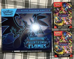 Brand New Phantasmal Flames Pokemon Lot! 1 Elite Trainer Box + 2 Booster Bundle - Image 1