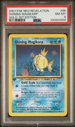 2001 Pokemon Shining Magikarp 1st Edition Neo Revelation 66/64 PSA 8 - Image 1