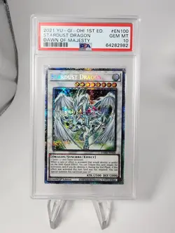 Yugioh STARDUST DRAGON DAMA-EN100 1st Edition Starlight Rare GEM MINT PSA 10 - Image 1