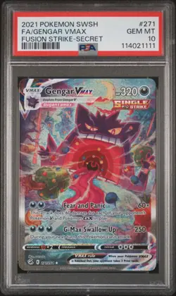 Pokemon 2021 Gengar VMAX 271/264 Alt Art Fusion Strike GEM MINT PSA 10 - Image 1
