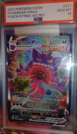 Gengar Vmax Alt Art 271/264 PSA 10 GEM MINT 2021 Pokemon Fusion Strike - Image 2