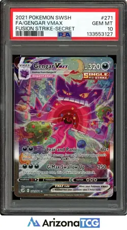 Pokemon 2021 Gengar VMAX 271/264 Alt Art Fusion Strike GEM MINT PSA 10 - Image 1