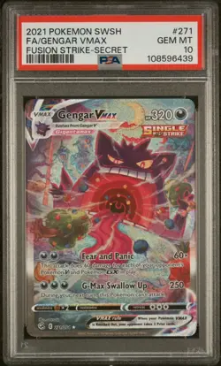 Pokemon 2021 Gengar VMAX 271/264 Alt Art Fusion Strike GEM MINT PSA 10 - Image 1