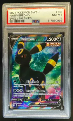 2021 Pokemon SWSH Evolving Skies Umbreon V #188/203 PSA 8 - Image 1