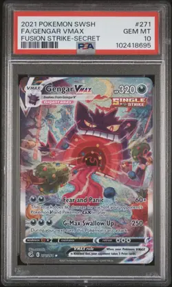 Pokemon 2021 Gengar VMAX 271/264 Alt Art Fusion Strike GEM MINT PSA 10 - Image 1