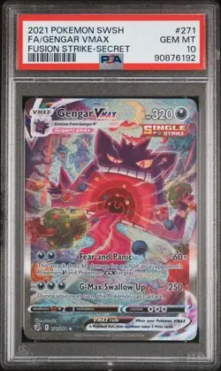 Pokemon 2021 Gengar VMAX 271/264 Alt Art Fusion Strike GEM MINT PSA 10 - Image 1