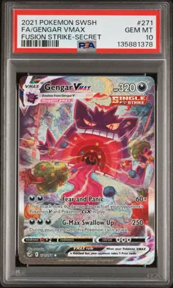 PSA 10 Pokemon 2021 Gengar VMAX 271/264 Alt Art Fusion Strike GEM MINT PSA 10 - Image 1