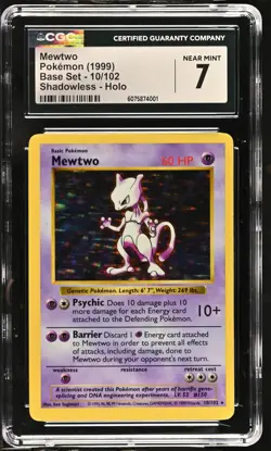 CGC 7 Mewtwo 1999 Base Set 10/102 Shadowless Holo Pokemon Card - Image 1