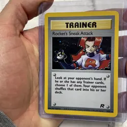 Rocket's Sneak Attack 16/82 Unlimited Holo Rare Team Rocket Pokemon TCG LP+ Vtg - Image 1