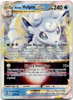 Alolan Vulpix VSTAR Ultra Rare SWSH12: Silver Tempest 034/195 NM - Image 1