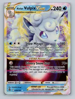 Pokemon SWSH12: Silver Tempest #034/195 Alolan Vulpix VSTAR Ultra Rare - Image 1