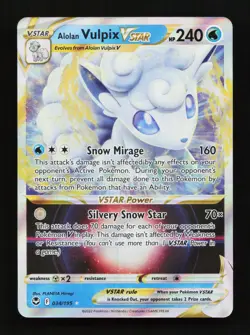 Alolan Vulpix VSTAR 034/195 Ultra Rare SWSH12: Silver Tempest Pokemon Card - Image 1
