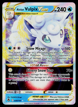 ALOLAN VULPIX VSTAR 034/195 SILVER TEMPEST POKEMON TCG - Image 1