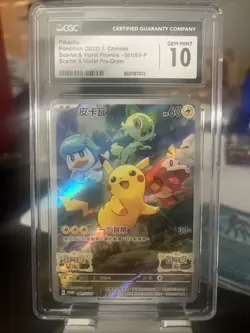 CGC 10 GEM MINT Pikachu 001/SV-P Promo Pokemon Card CHINESE Scarlet & Violet - Image 3