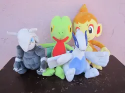 Pokemon sitting Plush Lot of 4 Aggron, Chimchar, Treeko, and Lugia For Sale!!! - Image 1