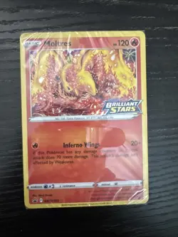 Pokemon Moltres Brilliant Stars Pre Release Black Star Promo Card Sealed - Image 1