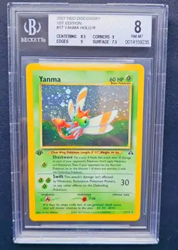 BGS 8 1st Edition Yanma 17/75 Neo Discovery Holo Rare Pokemon Card 2001 - Image 1