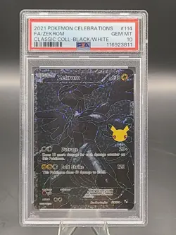 2021 POKEMON CELEBRATIONS FA/ ZEKROM #114 CLASSIC COLLECTION BLACK/WHITE PSA 10 - Image 1