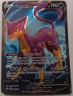 Pokemon - Liepard V 180/198 - SWSH Chilling Reign - Full Art Textured - NM - Image 1
