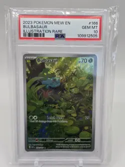 Bulbasaur 166/165 Illustration Rare 2023 Pokemon 151 MEW EN PSA 10 Gem Mint - Image 1
