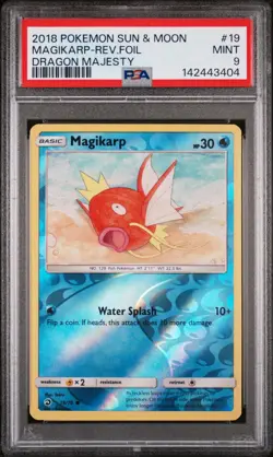 2018 POKEMON SUN & MOON DRAGON MAJESTY 19 MAGIKARP-REVERSE FOIL PSA 9 - Image 1