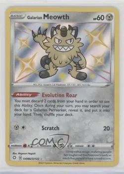 Shiny Holo - Galarian Meowth Pokemon Sword & Shield Shining Fates Vault #SV086 - Image 1
