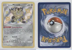 Shiny Holo - Galarian Meowth Pokemon Sword & Shield Shining Fates Vault #SV086 - Image 3