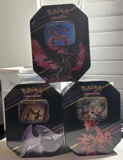 Pokemon TCG: Crown Zenith Tin Set of 3 - Galarian Articuno Zapdos Moltres SEALED - Image 1
