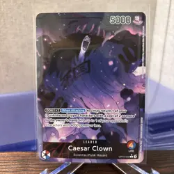 One Piece OP10-002 Caesar Clown Alt Art (Parallel) Leader Royal Blood English NM - Image 1