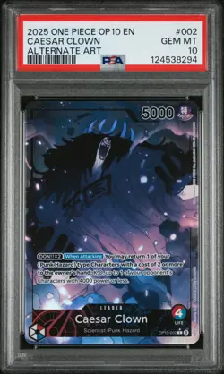 One Piece TCG: Caesar Clown (Parallel) OP10-002 PSA 10 - Image 1