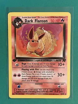 [LP+/NM] 2000 Pokemon Team Rocket Dark Flareon 1st Edition #35/82 Uncommon - Image 1
