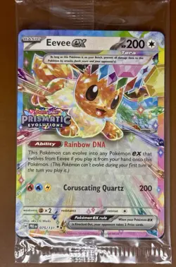 Eevee EX 075 131 Promo Prismatic Evolutions Stamp Pokemon Card SEALED - Image 1