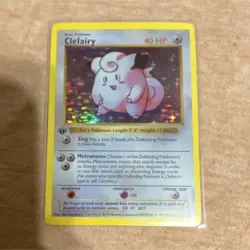 Pokemon TCG Clefairy Base Set Holo Rare 40HP English 5/102 Vintage Card - Image 1
