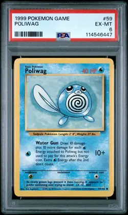 1999 POKEMON GAME #59 POLIWAG PSA EX-MT 6 - Image 1